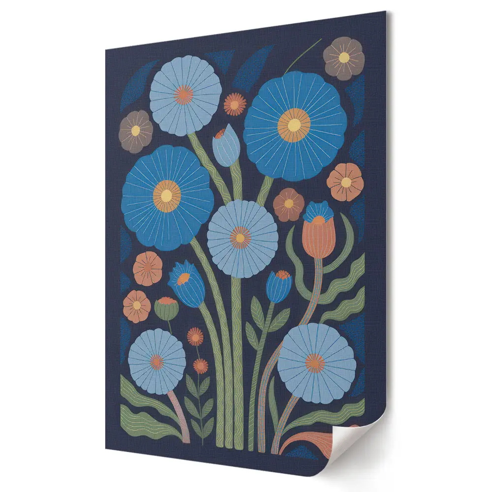 Tablou canvas cu model floral pe fundal închis