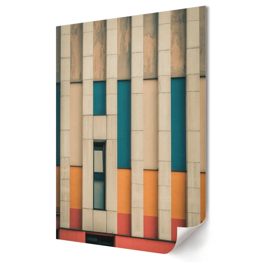 Tablou canvas cu grafică murală reprezentând modele geometrice colorate