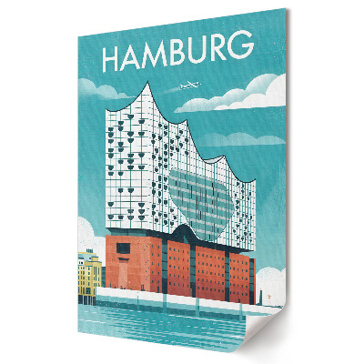 Poster de perete Arhitectura modernă a orașului Hamburg în ilustrație
