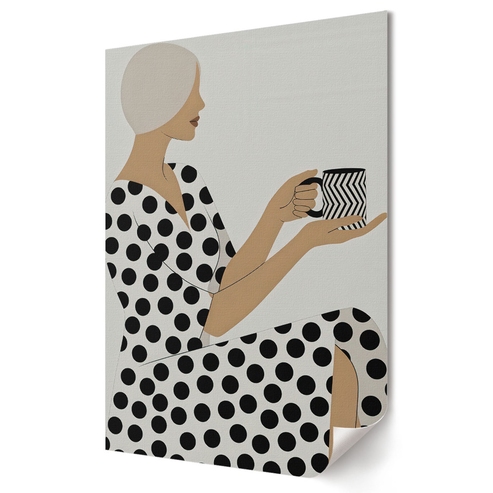 Poster decorativ Femeie elegantă cu o ceașcă de cafea