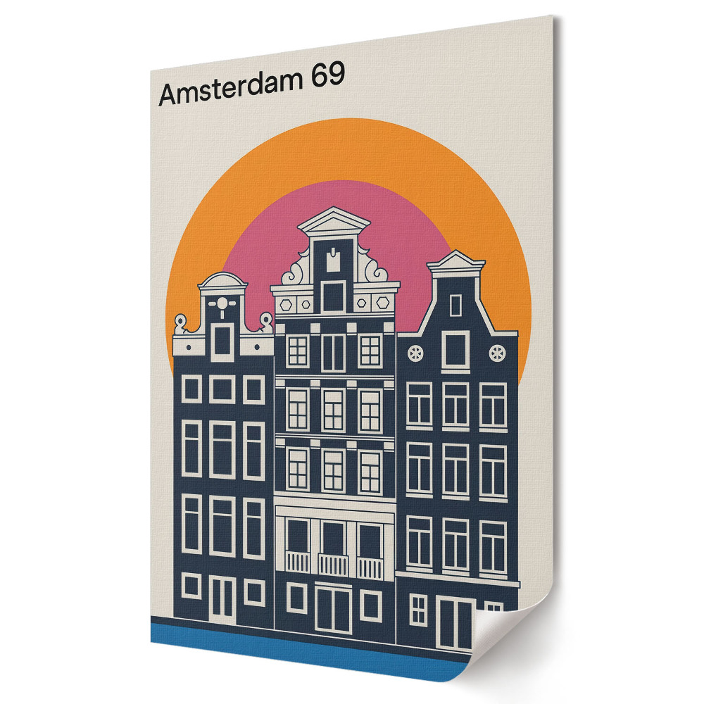 Grafică murală pe pânză Casele de tip „Tenement” retro din Amsterdam