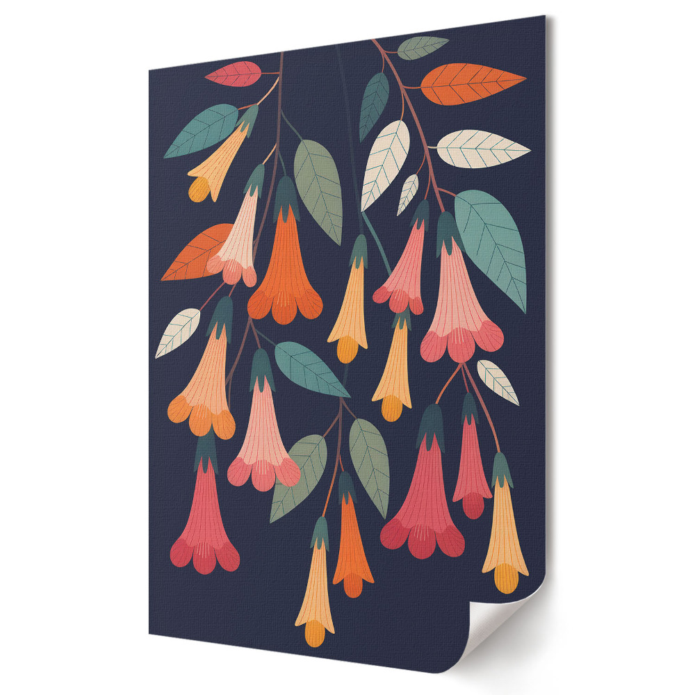 Poster de perete Model floral pe un fundal închis