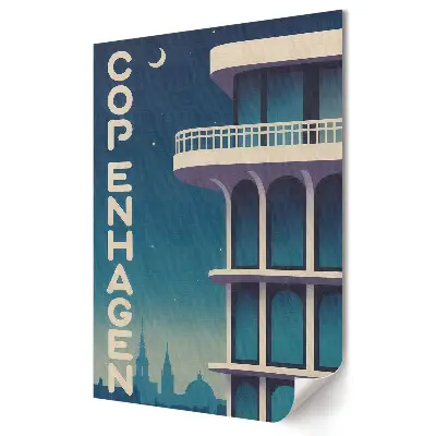 Tablou canvas cu arhitectură modernă din Copenhaga pe timp de noapte