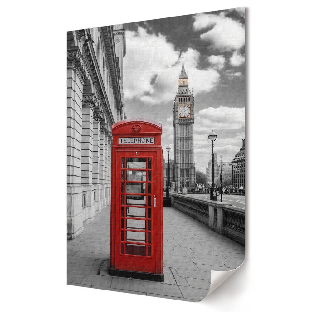 Grafică murală pe pânză Cabină telefonică roșie în Londra