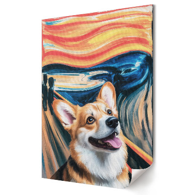 Grafică murală pe pânză Corgi în stilul expresionismului abstract