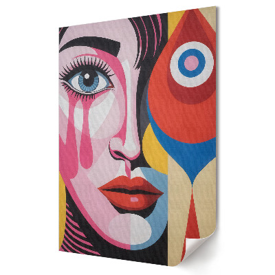 Grafică murală pe pânză Portret feminin abstract colorat