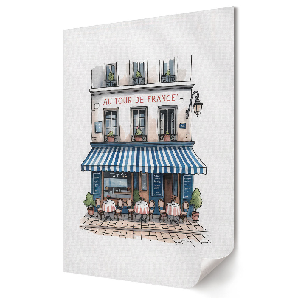 Grafică murală pe pânză O cafenea fermecătoare din Paris