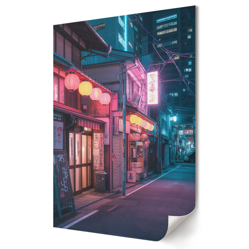 Grafică murală pe pânză Străzile pline de neon din Japonia noaptea