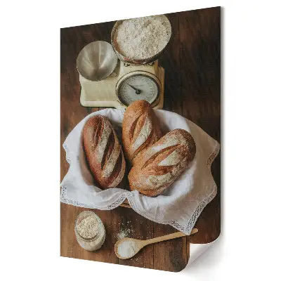 Tablou canvas cu pâine de casă și ingrediente de copt