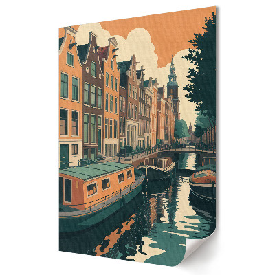 Poster decorativ Canalele fermecătoare ale Amsterdamului la apus