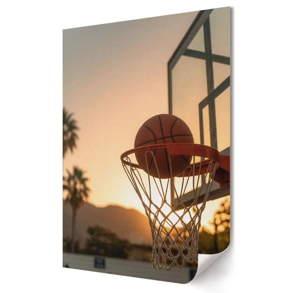 Poster decorativ cu apus de soare pe teren de baschet