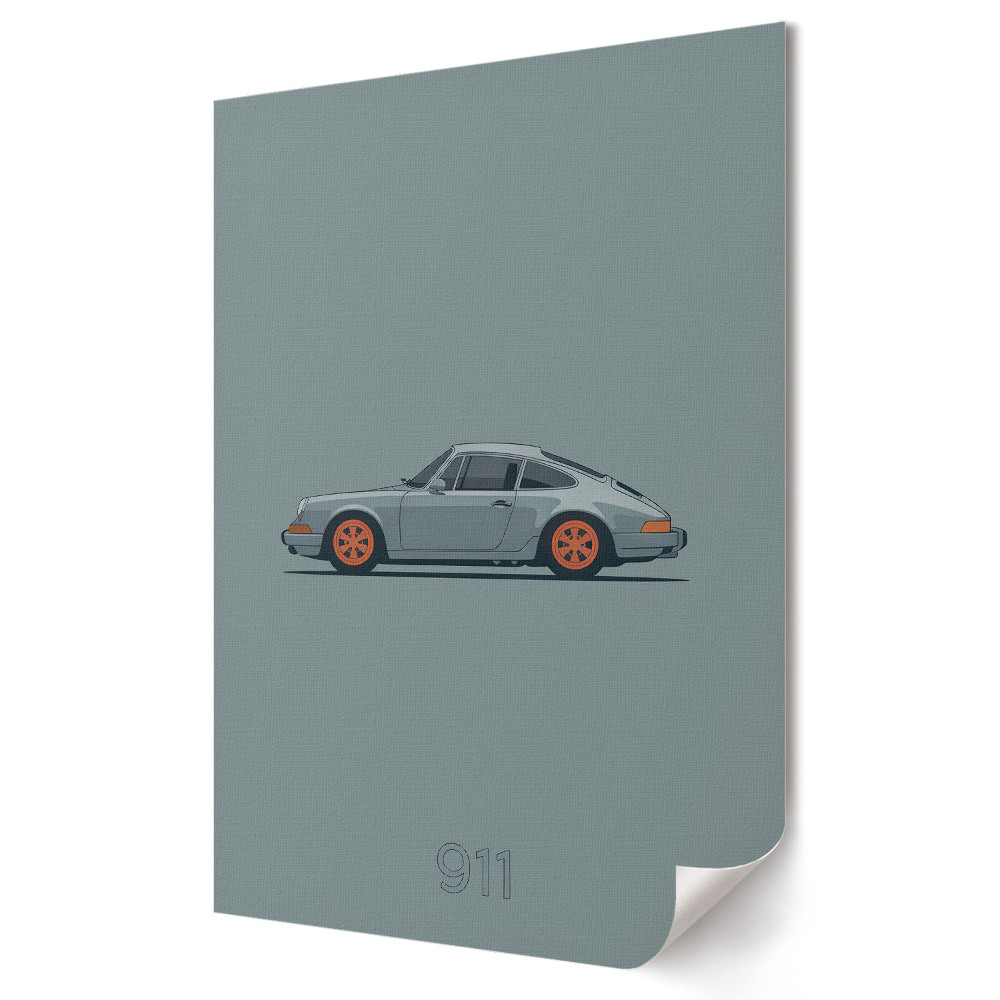 Grafică murală pe pânză Porsche 911 elegant, cu design minimalist
