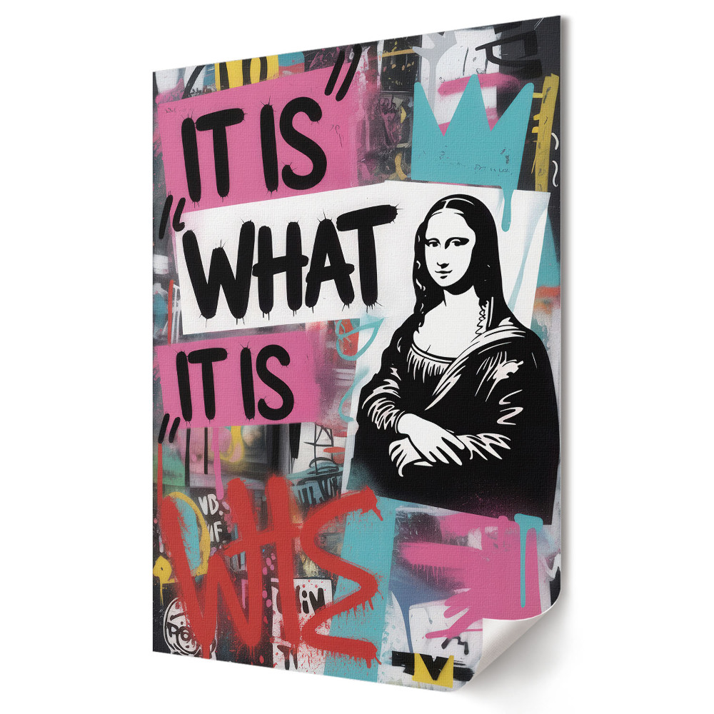Grafică murală pe pânză Mona Lisa într-un stil graffiti modern