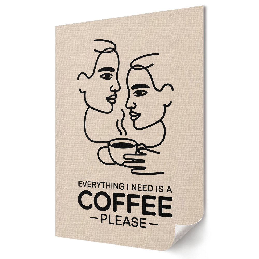 Grafică murală pe pânză Cafeaua ca cheie a fericirii