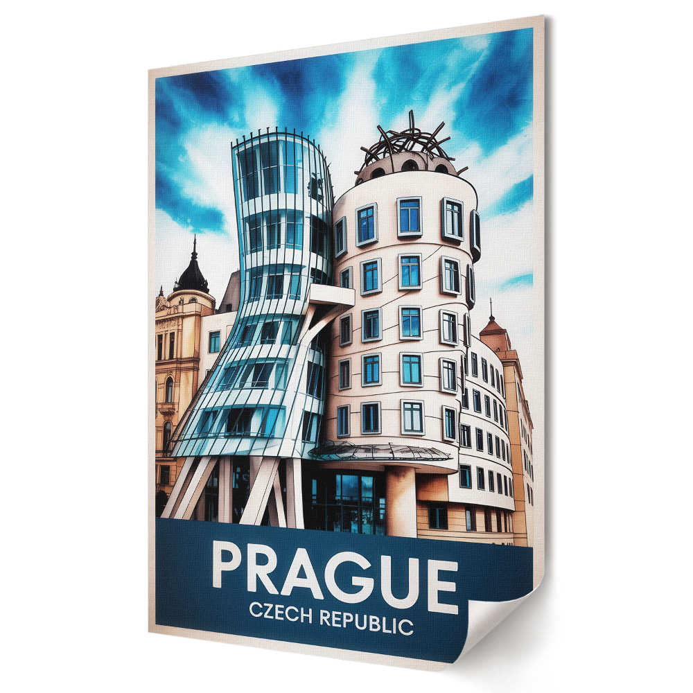 Poster decorativ Arhitectura modernă a Pragăi în culori