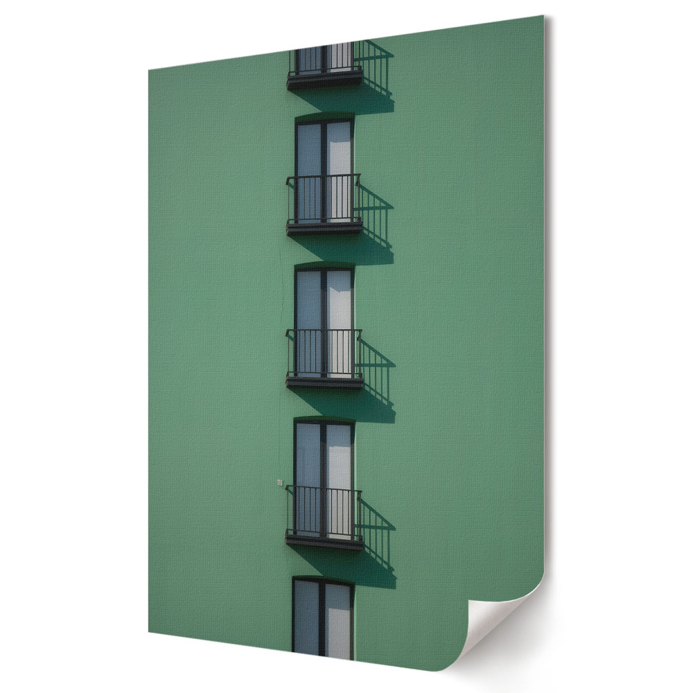 Poster de perete Fațadă verde cu balcoane verticale
