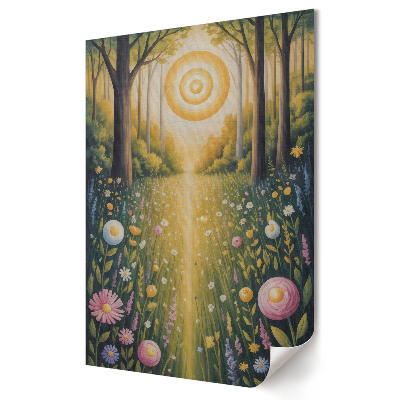 Poster decorativ O potecă aurie printre flori și copaci