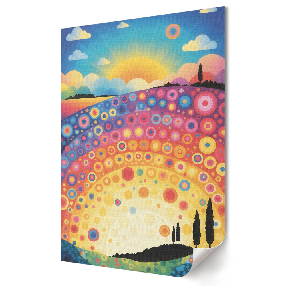 Poster decorativ Peisaj retro colorat