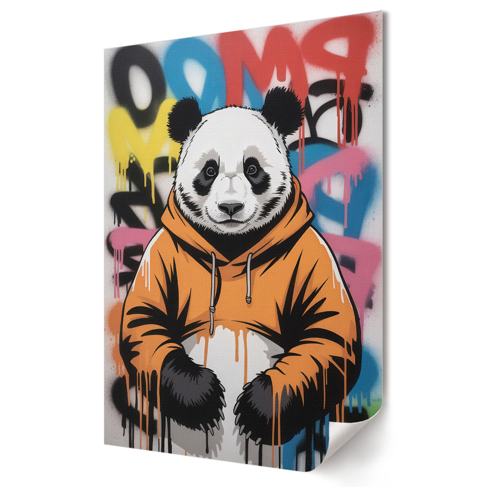Grafică murală pe pânză Un panda elegant cu o atmosferă urbană