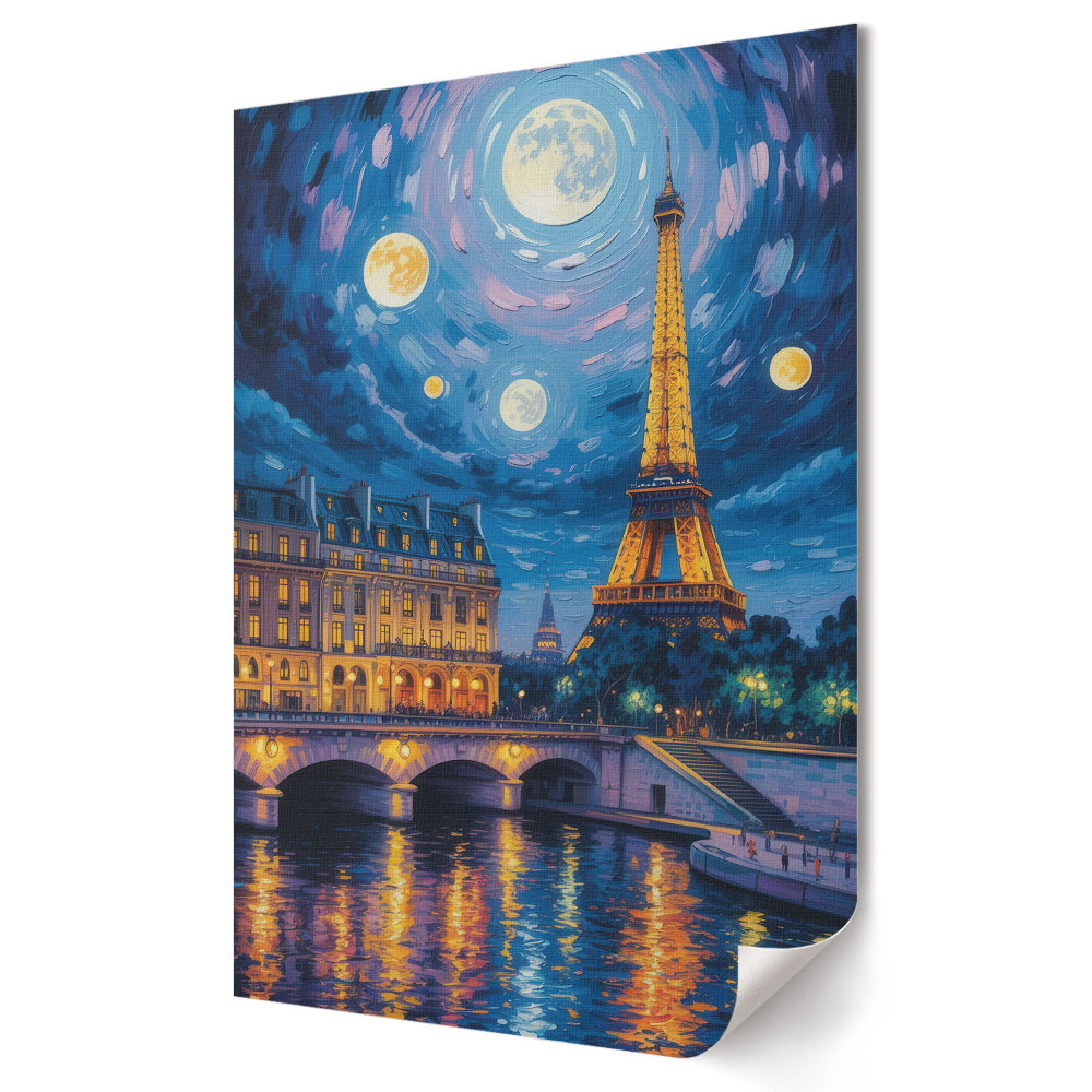 Poster decorativ Strălucirea nocturnă a Parisului la Turnul Eiffel
