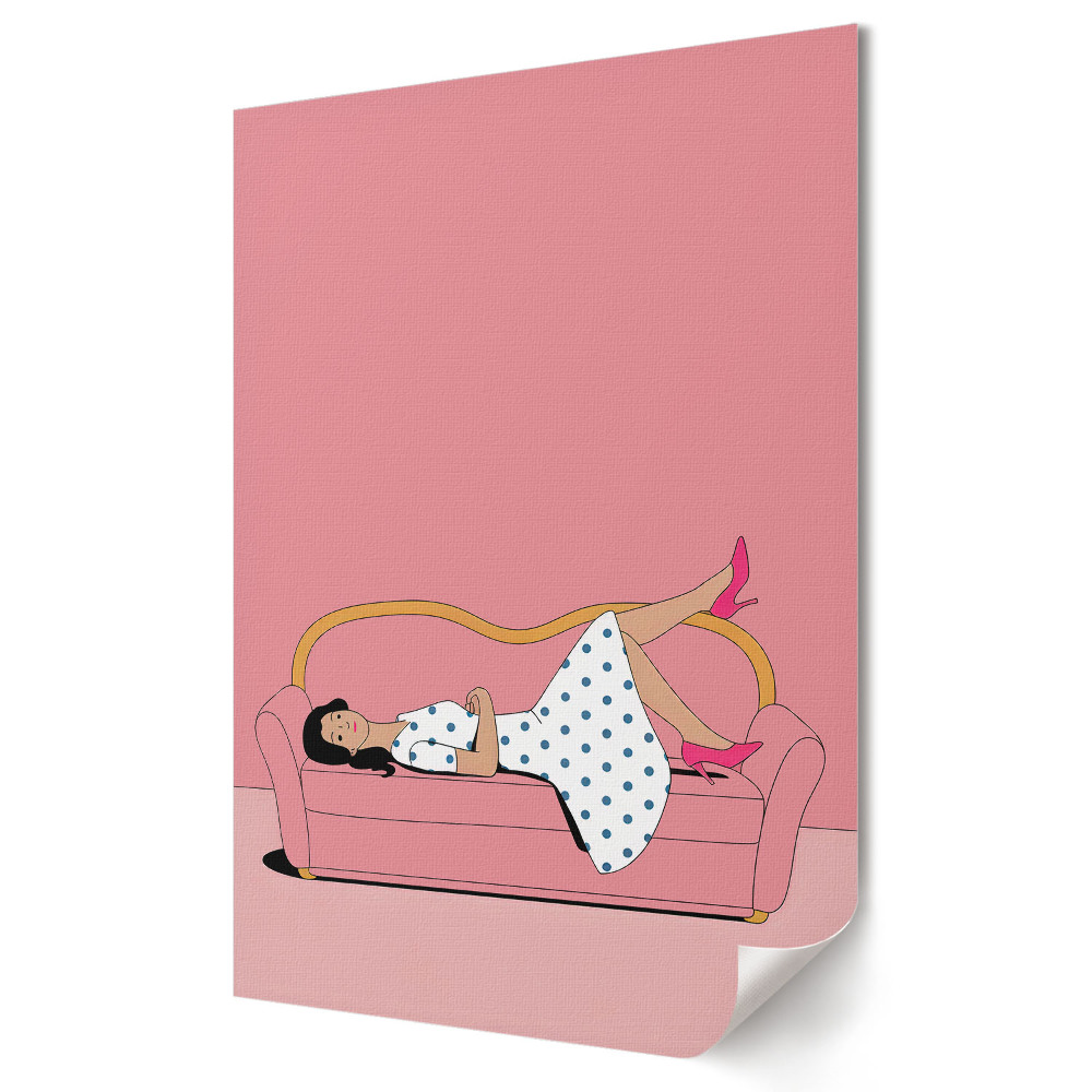 Poster de perete Relaxare pe canapea în stil retro