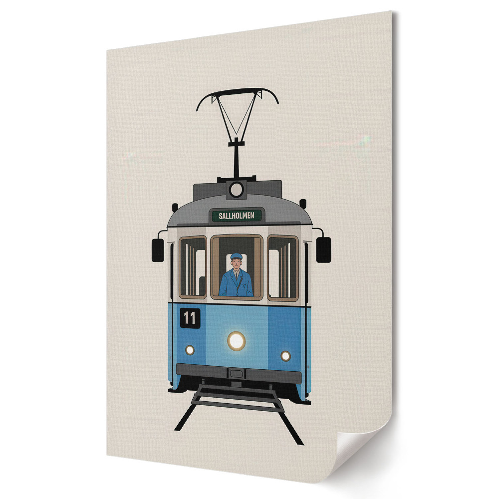 Poster de perete Tramvai în stil retro în fundal