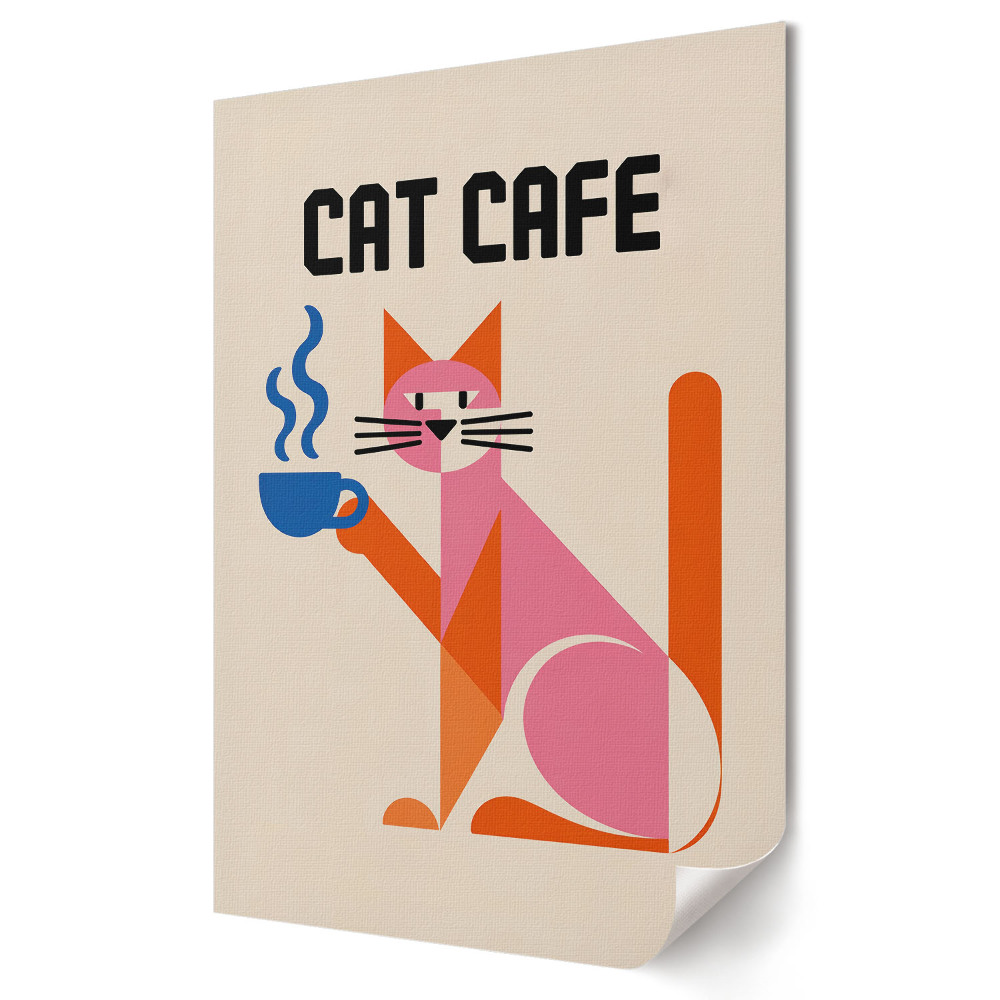 Grafică murală pe pânză O cafenea pentru pisici cu o notă artistică