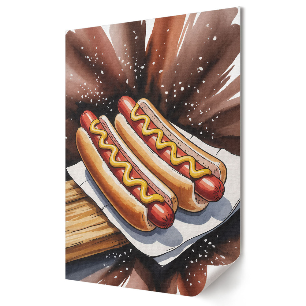 Grafică murală pe pânză Hot dog suculent cu muștar