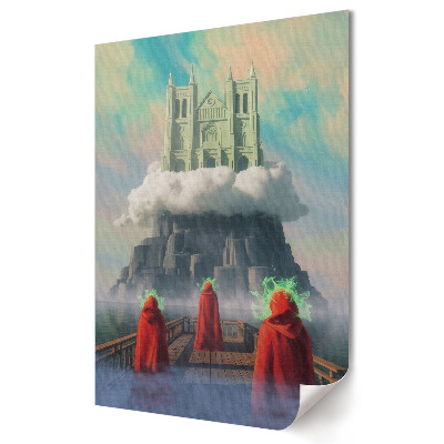 Grafică murală pe pânză Un castel în nori și figuri misterioase