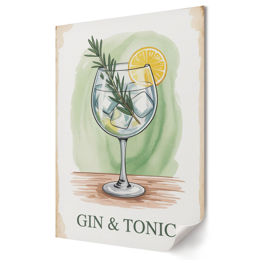 Poster de perete Gin tonic răcoritor într-un pahar