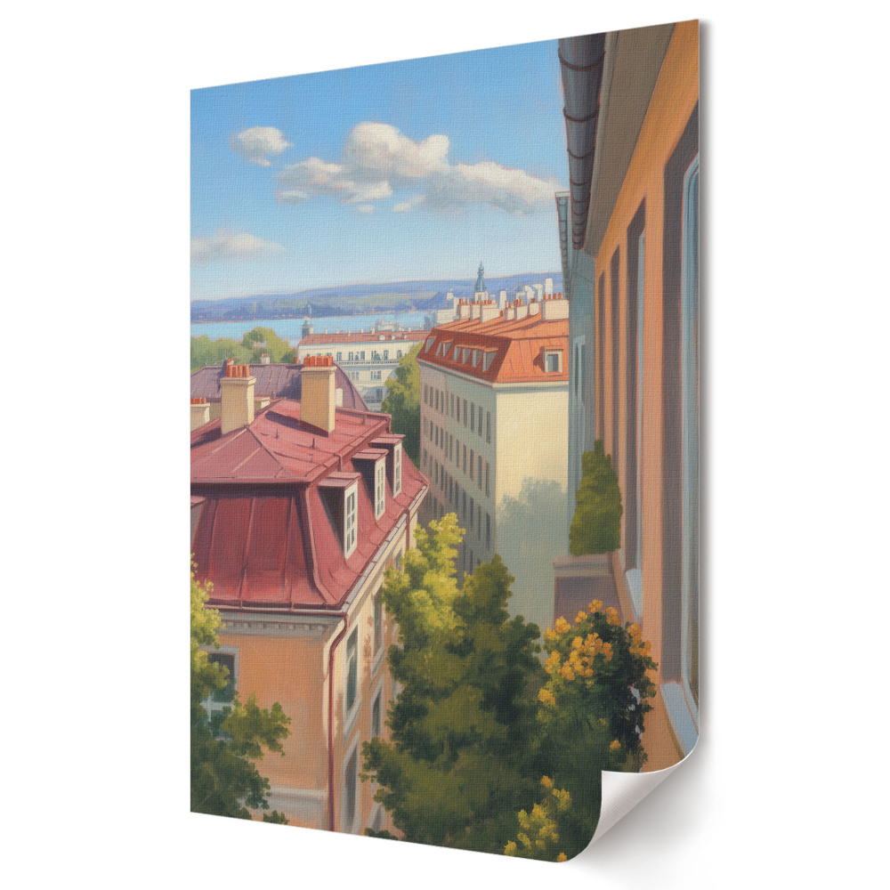Poster decorativ Vedere de la fereastră a orașului pitoresc