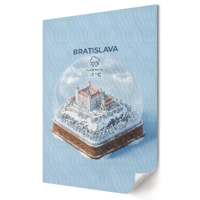 Poster decorativ Peisajul de iarnă din Bratislava, realizat în sticlă