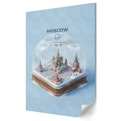 Grafică murală pe pânză Panoramă de iarnă a Moscovei într-o sferă