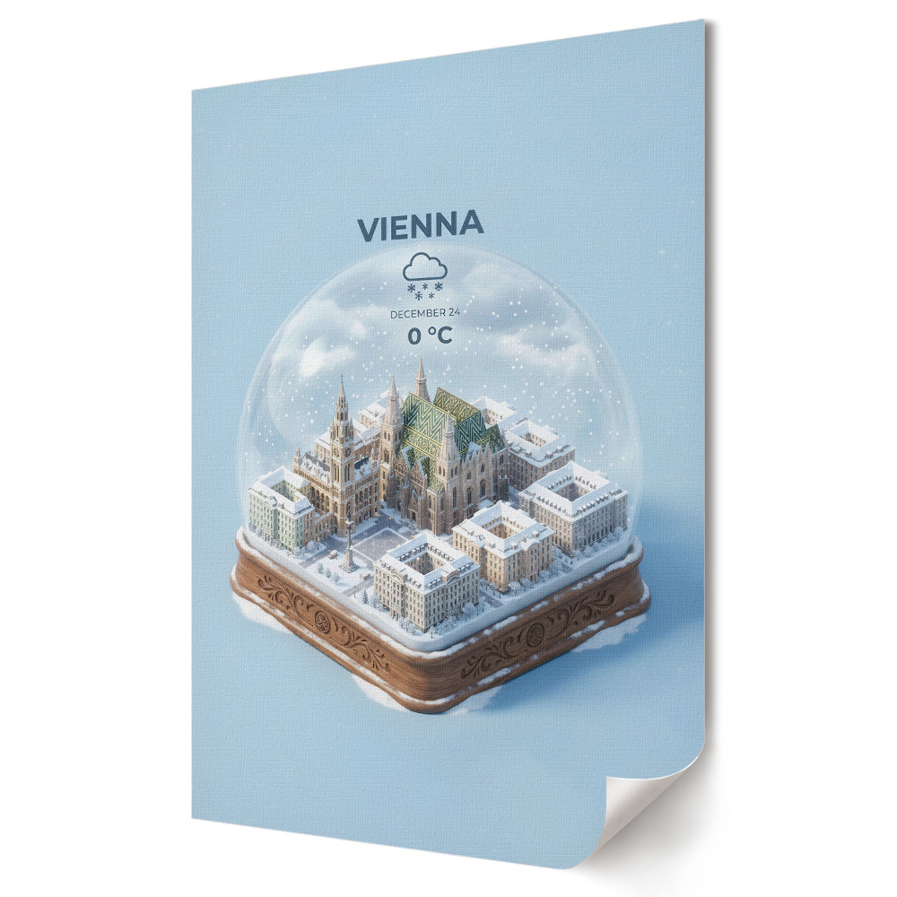 Grafică murală pe pânză Panoramă de iarnă a Vienei într-o sferă