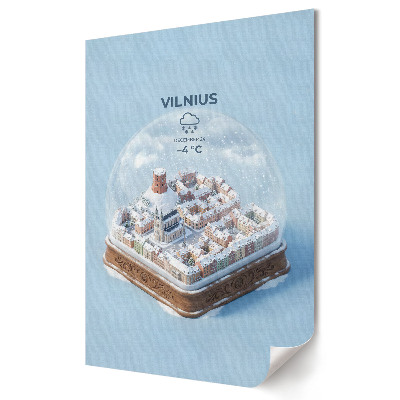 Poster de perete Peisajul de iarnă al orașului Vilnius într-o sferă de sticlă