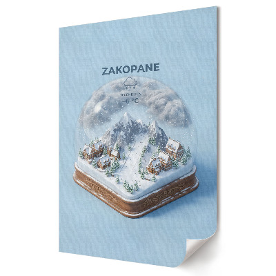 Grafică murală pe pânză Peisajul de iarnă din Zakopane, în sticlă