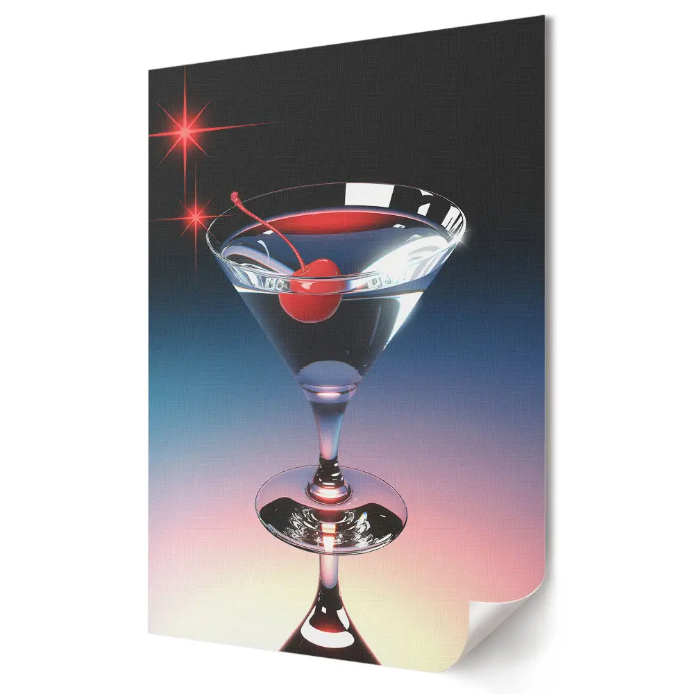 Tablou canvas cu cocktail elegant și cireașă