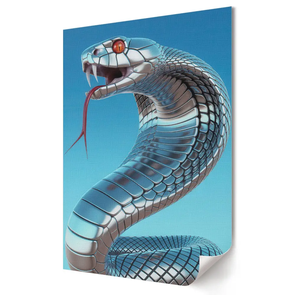 Poster decorativ cu șarpe metalic în stil futurist