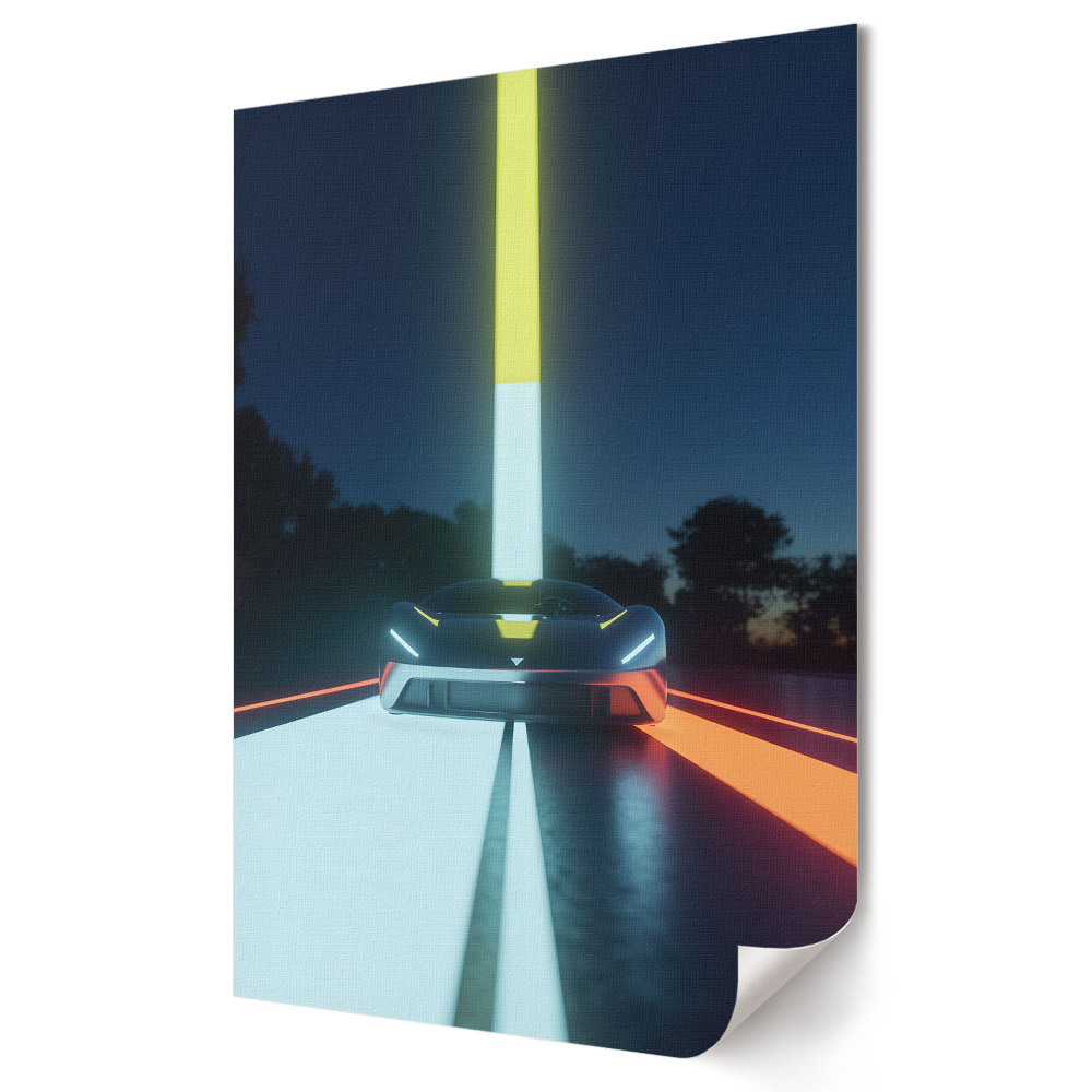 Poster de perete Mașină futuristă în lumină neon