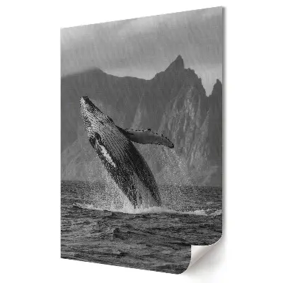 Tablou canvas cu peisaj monocromatic cu balenă