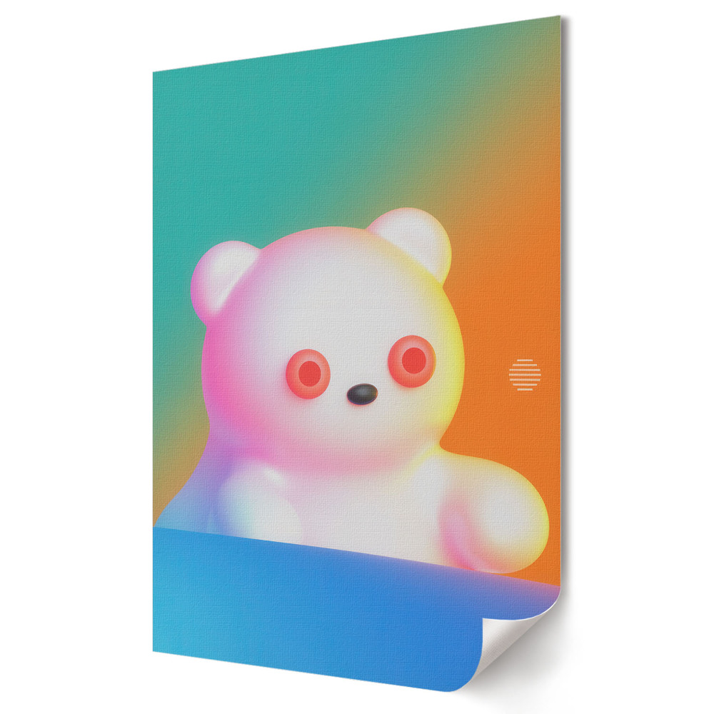 Poster de perete Un ursuleț de pluș colorat într-un fundal abstract