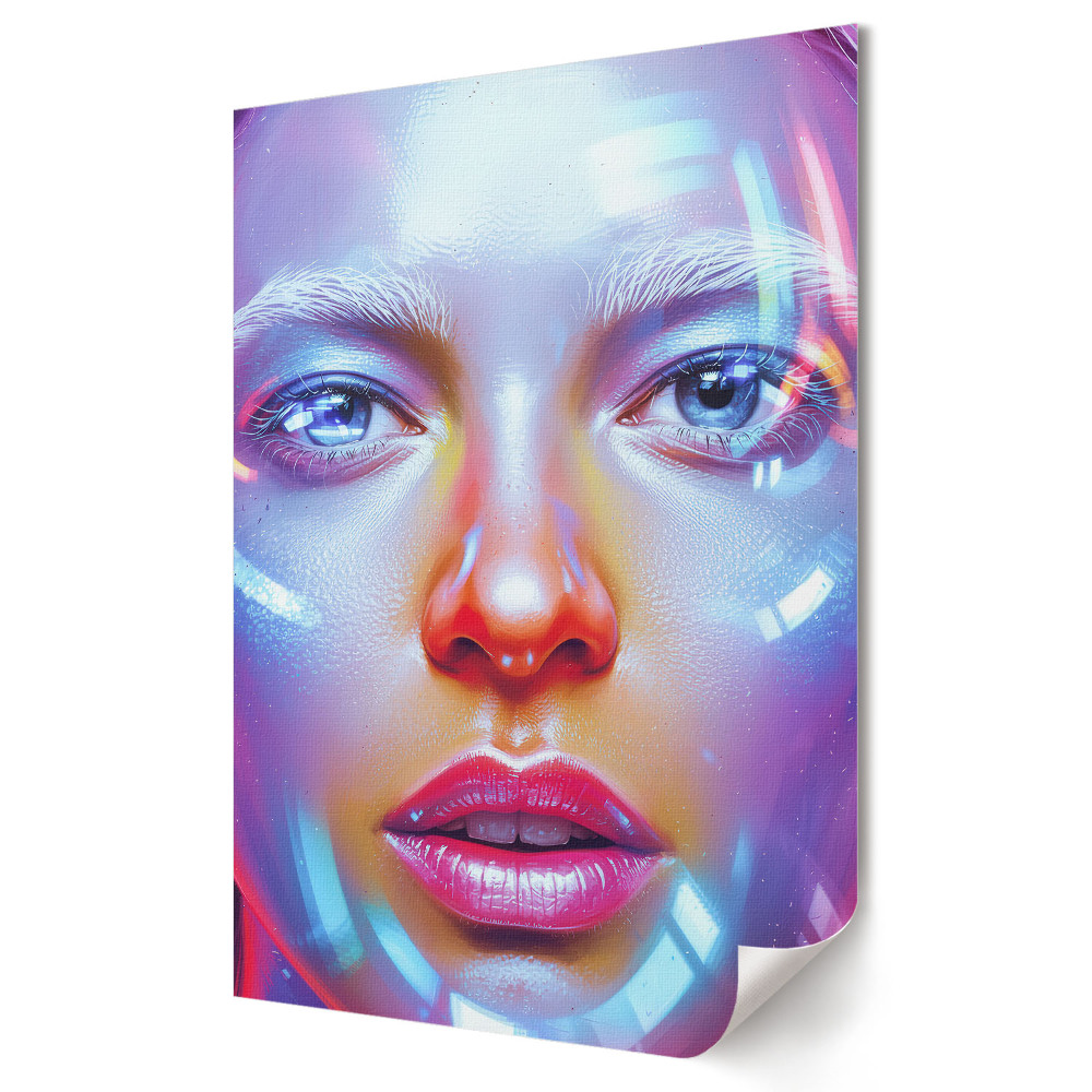 Poster de perete Față futuristă în culori neon