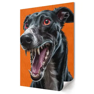Poster decorativ cu portret expresiv de câine cu dinți
