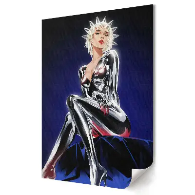 Poster de perete cu femeie fatală futuristă în ținută metalică
