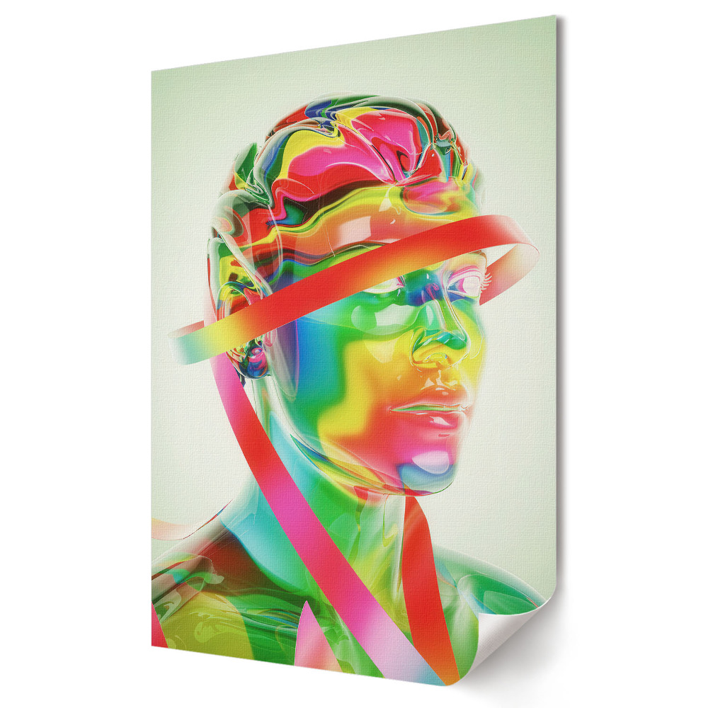 Grafică murală pe pânză O viziune colorată a unui portret futurist