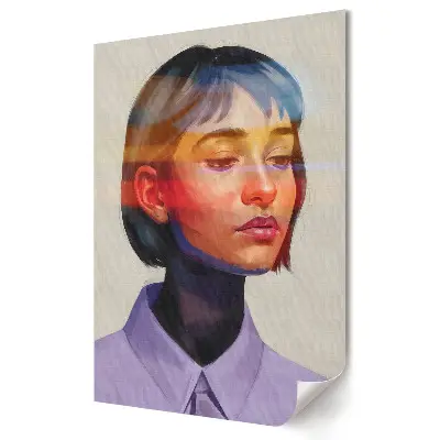 Poster decorativ cu portret abstract de femeie cu reflexii colorate