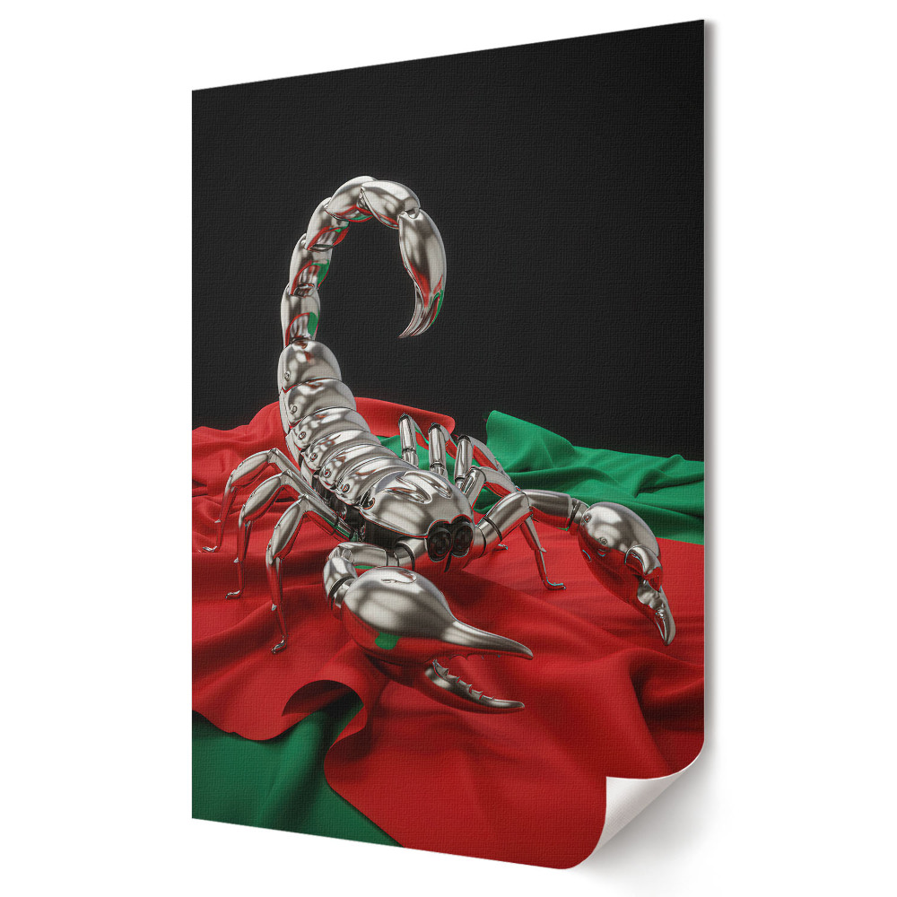 Poster de perete Scorpion metalic pe fundal de steag