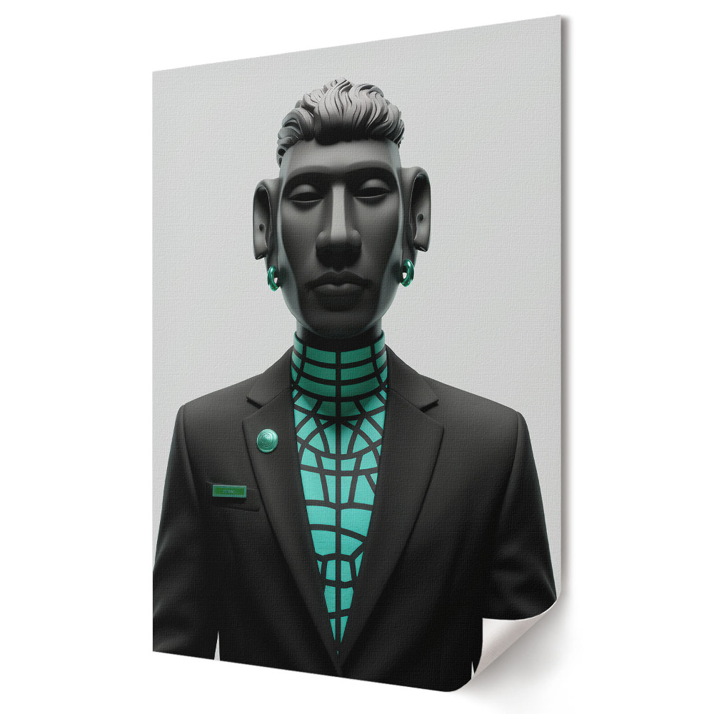 Poster decorativ Un portret futurist în stil cyberpunk.