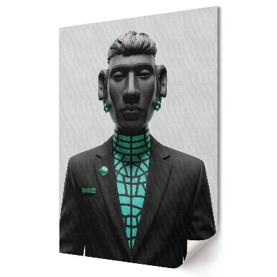 Poster decorativ Un portret futurist în stil cyberpunk.