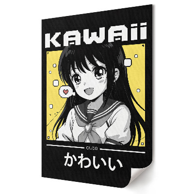 Poster decorativ Fată Kawaii în stil monocrom